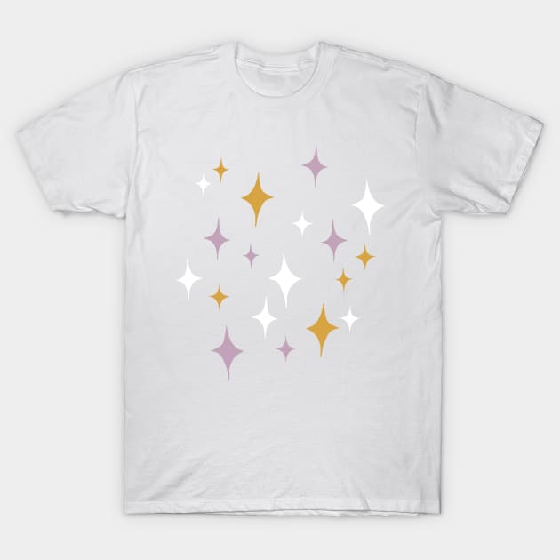 Magical Sparkles Night Pattern T-Shirt by Vaeya